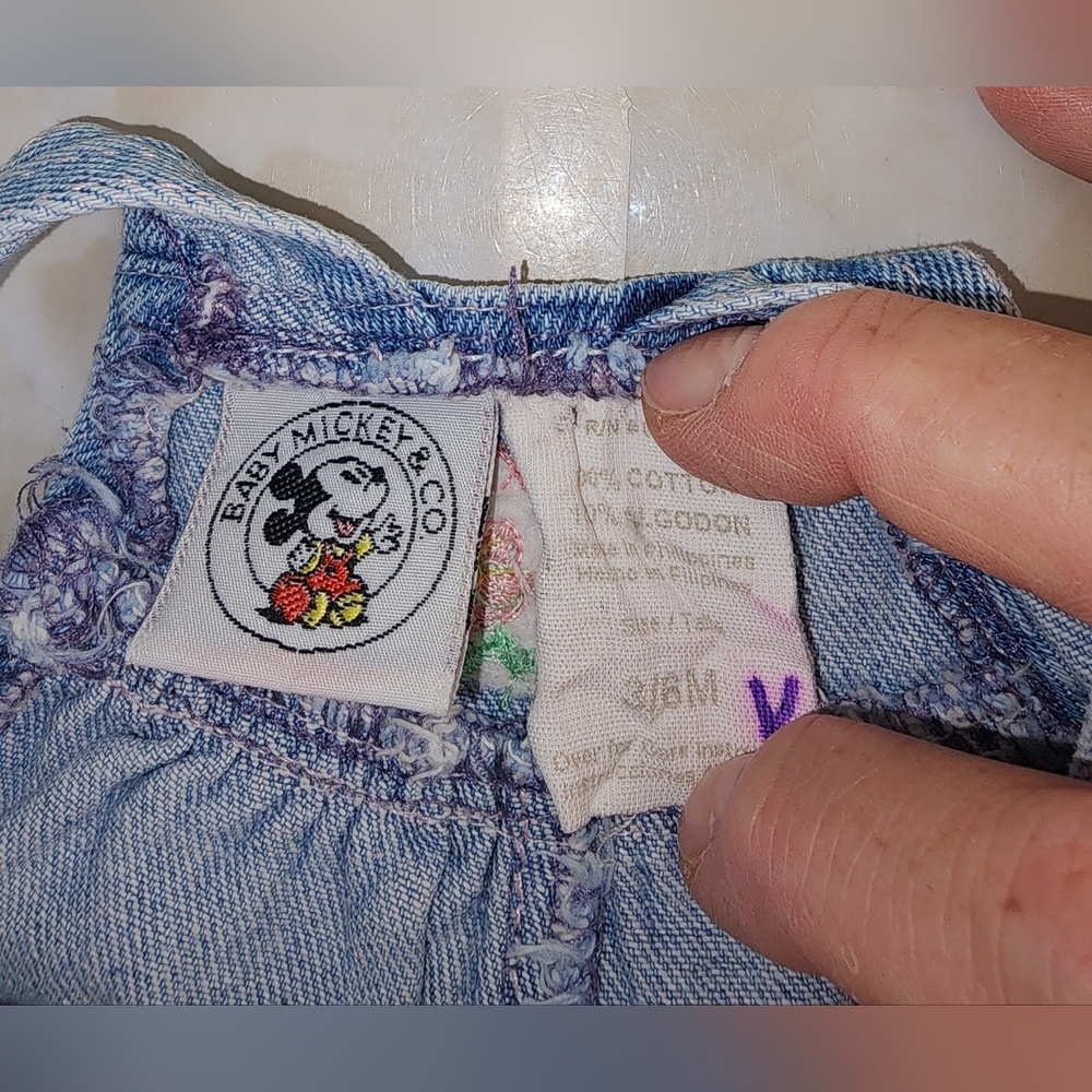 Vintage Baby Mickey and Co Jean Overalls 3/6 Month - Picture 4 of 8